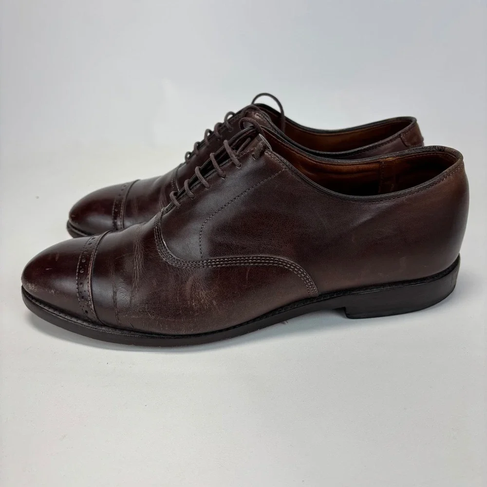 Allen Edmonds Fifth Avenue Oxford Mens 8 Dark Brown Leather Cap Toe Dress Shoes